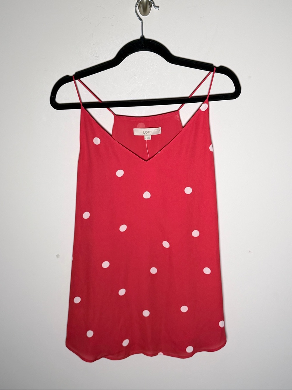LOFT Red Polka Dot V-Neck Cami